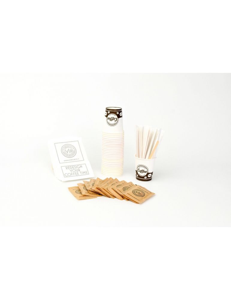 KIT BICCHIERI ZUCCHERO E PALETTINA ECO (COMPOSTABILI) 50 PZ  - 1