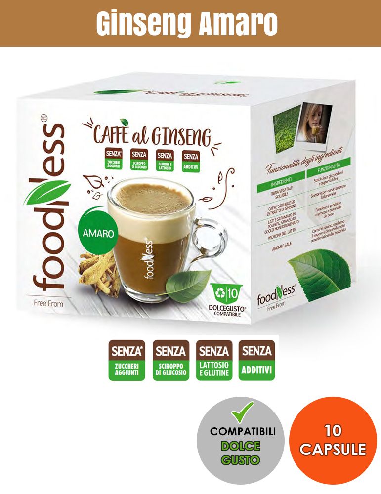 FOODNESS 10 Capsule Compatibili DOLCE GUSTO Ginseng Amaro FoodNess - 1