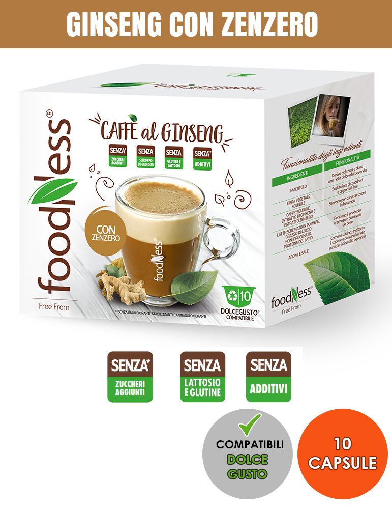 FOODNESS 10 Capsule Compatibili DOLCE GUSTO GINSENG CON ZENZERO  - 1