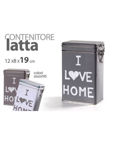 Contenitore in Latta I Love Home con chiusura ermetica